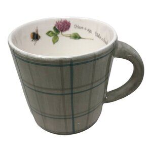 Hallmark by Marjolein Bastin Coffee Tea Mug Cup  Green Plaid Relax Break